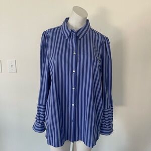 Tyler boe Blue Vertical Stripe Button-Up Blouse size xl